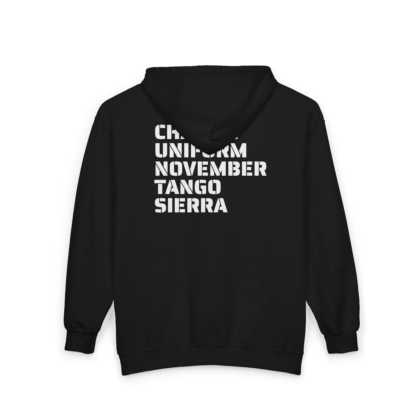 CHARLIE UNIFORM NOVEMBER TANGO SIERRA — ZIPPED HOODIE